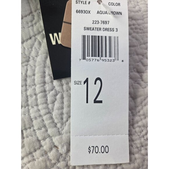 Studio I Aqua Tie-Front Cardigan*Floral Embroidery Short Sleeves*NWT* Size 12 - Picture 5 of 5